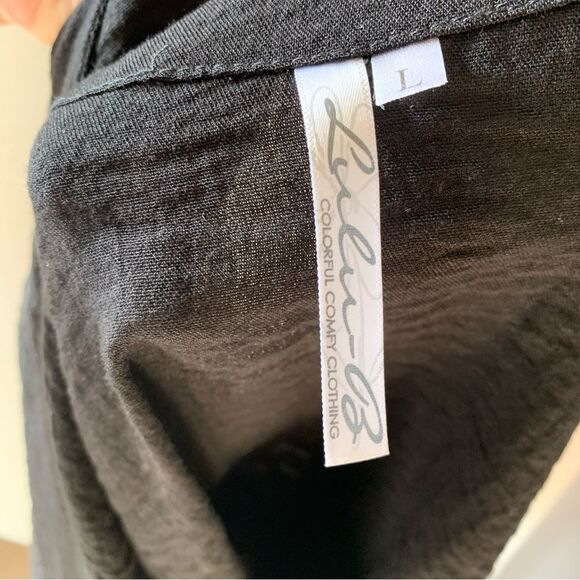 Lulu B Black Lagenlook Swing Jacket Blazer with Asymmetrical Hem - Large - Picture 2 of 9